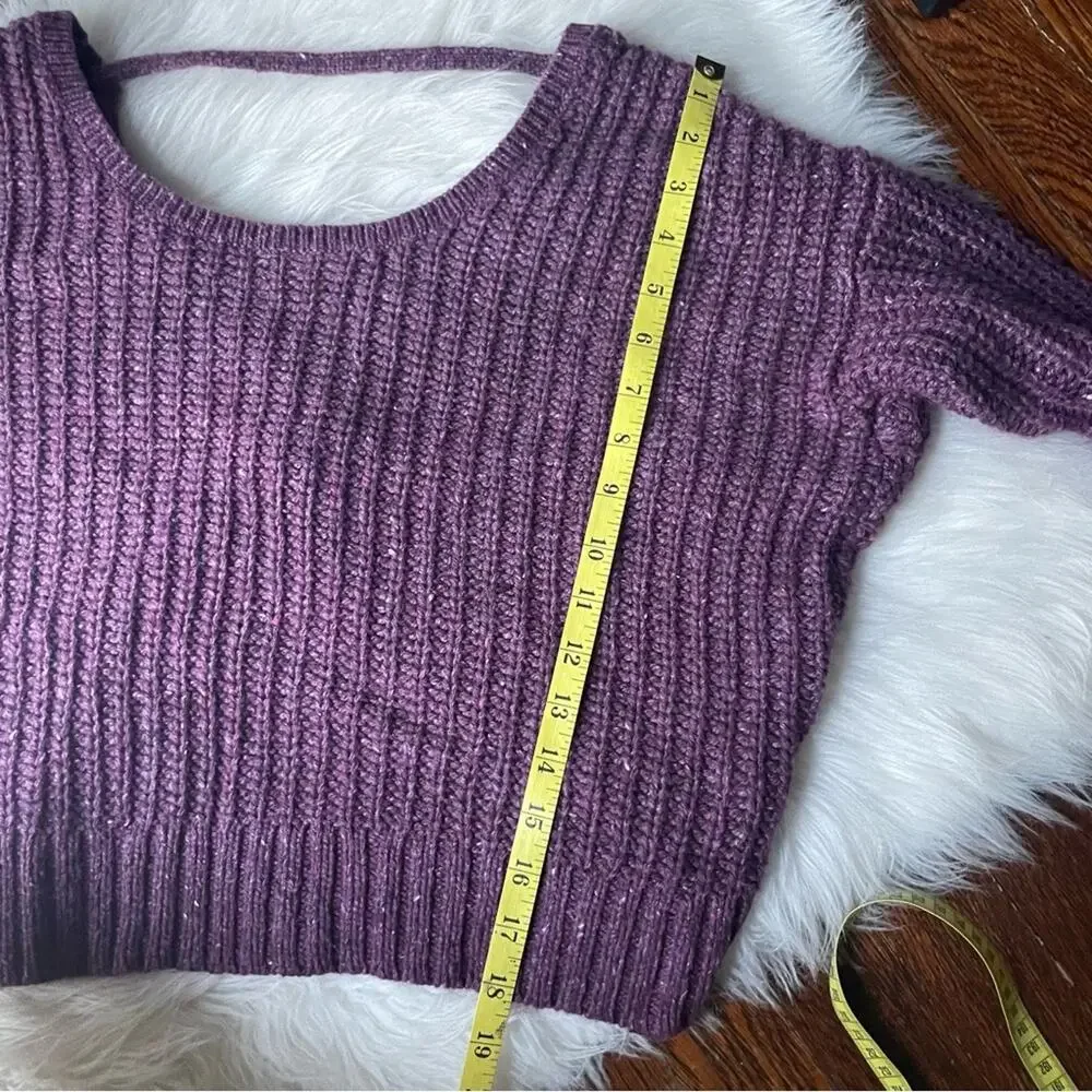 Purple Open Back Crop Sweater Size small